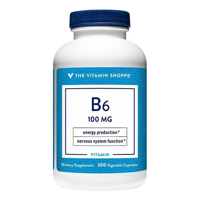 Vitamina B6 100 Mg The Vitamin Shoppe 300 Cápsulas Sin Sabor