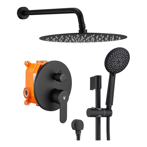 Himk Sistema Ducha Negro Mate Juego Grifo Barra Deslizante 5