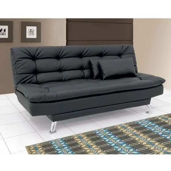 Sofá Cama Clic Clac Negro Semidoble 3 Posicion + 2 Almohadas