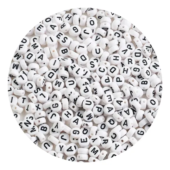 100 Letras Para Bijou Pulseras (blanca Con Letra Negra) #021