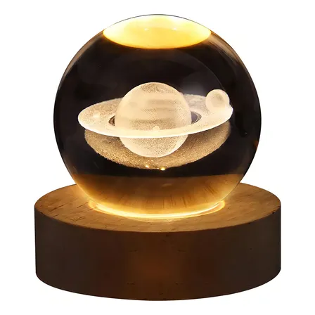 3d Lampara De Noche Led Galaxia Bola Cristal, Sistema Solar Estructura Blanco Pantalla Blanco