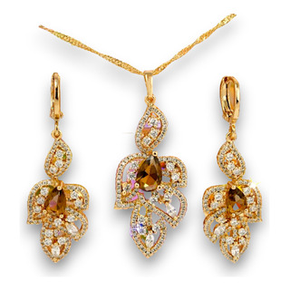 Set San Valentín Aniversario Oro 24k Gargantilla Y Pendiente Set San Valentín Aniversario Oro 24k Gargantilla Y Pendiente