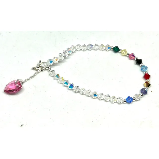 Pulsera Cristal Swa Eras Taylor Swift Corazón 10 Mm Plata