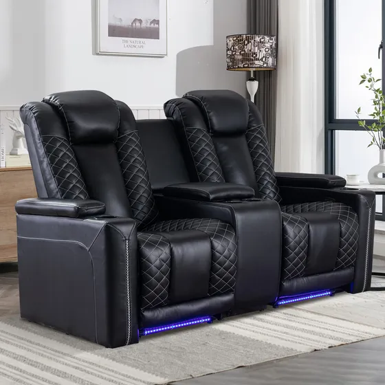 Asiento Cine Casa Sofa Biplaza Reclinable Electrico Puerto