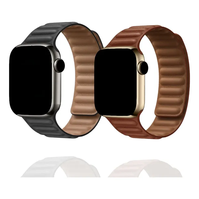 Pulseira Couro Elos Magnética Compatível Com Apple Watch