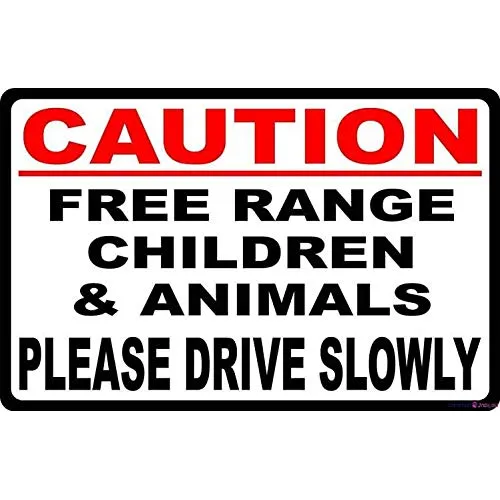 Placa Advertencia Para Niño Animal Conduce Lentamente Vecino