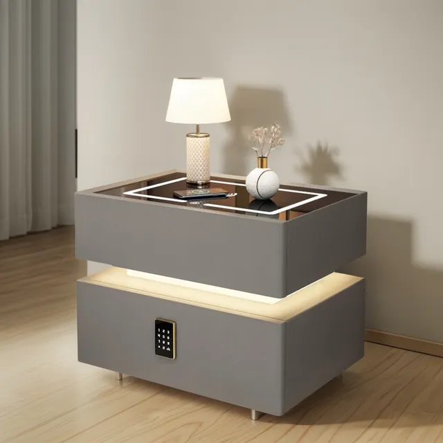 Velador Con Diseño Flotante, Mesita De Noche De Lujo
