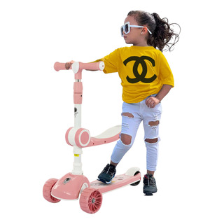 Scooter Infantil Patín 3 Ruedas Con Asiento, Luz Led Scooter Infantil Patín 3 Ruedas Con Asiento, Luz Led