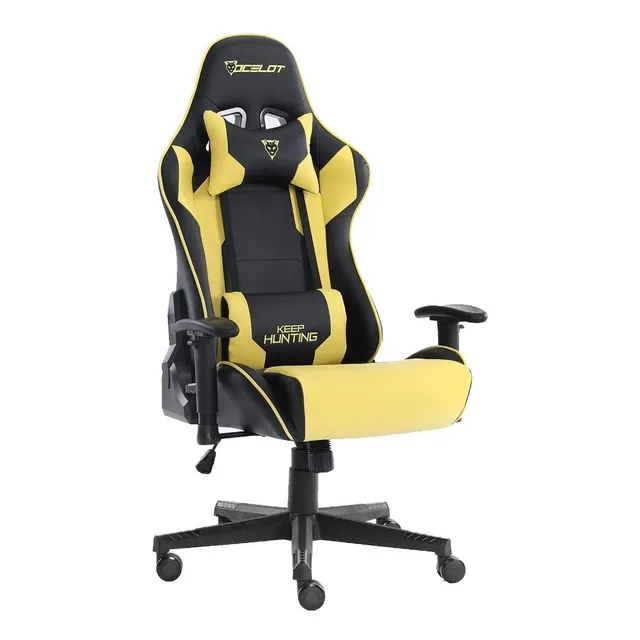 Silla Gamer Ocelot Ergonómica Descansa Brazos Ajustables Reclinable 90-155 grados Soporta hasta 150 Kg Almohadillas Color Negro y Amarillo Modelo OGS-02