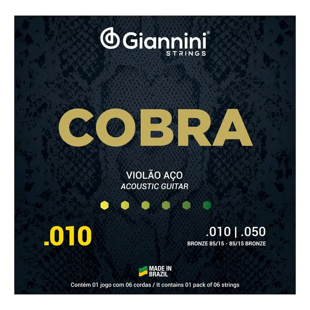 Encordoamento Giannini Cobra 010 P/ Violão Aço
