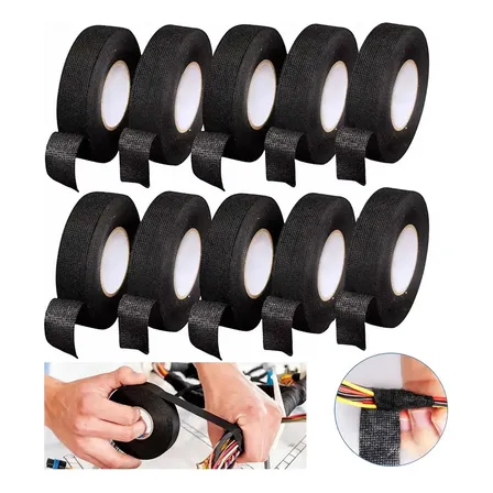 Kit 10 Fitas Tecido Isolante Chicote Anti Chama 15mx19mm Preto