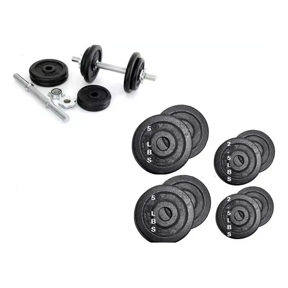 Kit Set Pesas Barra Mancuernas Graduable Juego 38 Lbs Profit