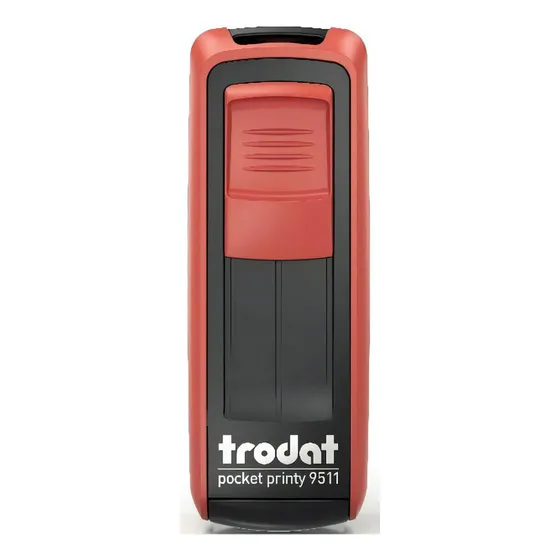 Sello de bolsillo personalizado Trodat Pocket 9511, color rojo/negro