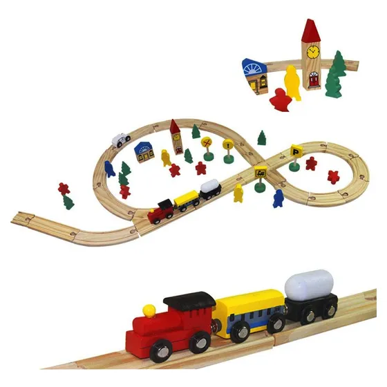 Pista De Trenes De Madera Juego Didactico Para Armar