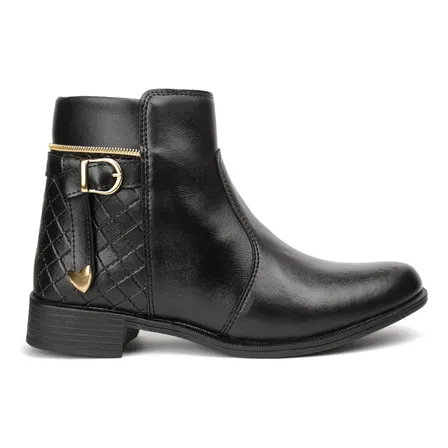 Bota Feminina Coturno Feminino Botinha Cano Curto De Couro