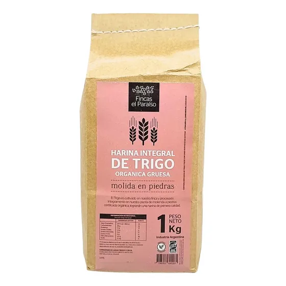 Harina Integral Orgánica De Trigo Gruesa El Paraíso X 1 Kg