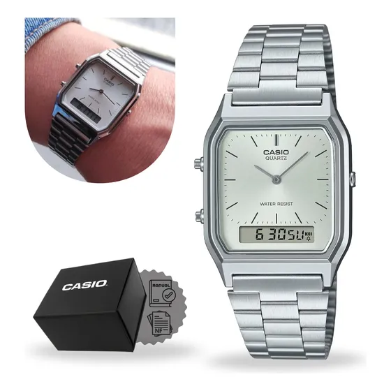 Relógio Casio Vintage Digital-analógico Resistente A Água