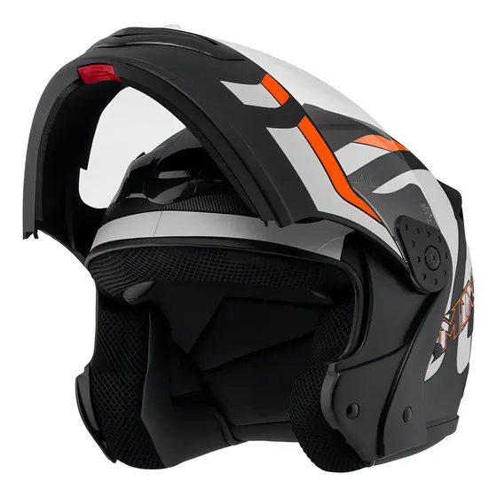 Capacete Robocop Escamoteável Fechado Mixs Gladiator Delta S Cor Branco Laranja Fosco Tamanho do capacete 58 — foto 2