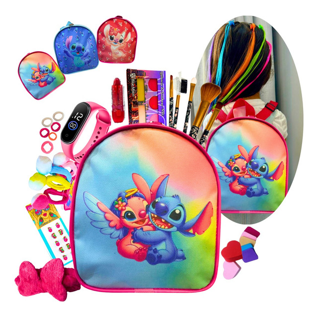 Kit Infantil Make Criança Mochila Stitch Maquiagem Relogio Kit Infantil Make Criança Mochila Stitch Maquiagem Relogio