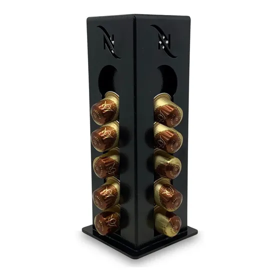 Suporte Preto Porta 20 Cápsulas Café Nespresso Premium