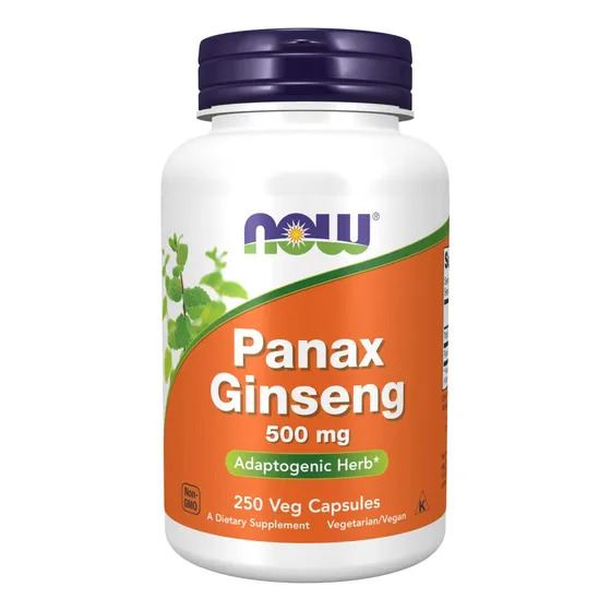 Suplemento Ahora De Raíz De Ginseng Panax, 500 Mg, 250 Cápsu
