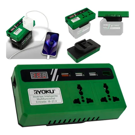 Inversor De Bateria Lítio Ryoku Plugue Duplo Multifuncionais