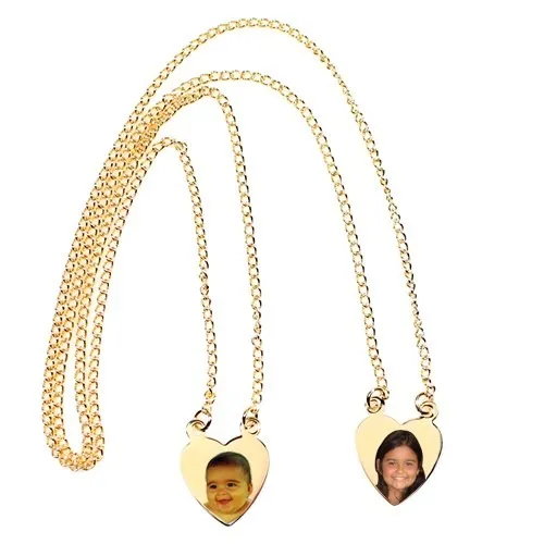 Escapulário Folheado A Ouro Personalizado Com Fotos -coração