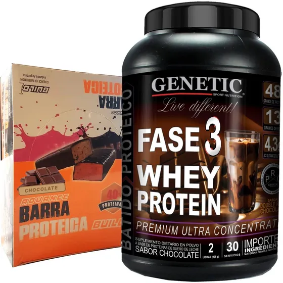 Fase 3 Whey Protein 2lbs + 16 Barras Proteicas 50g Genetic