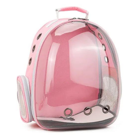 Mochila Transportadora Mascotas Perro Gato Burbuja Capsula Color Rosa