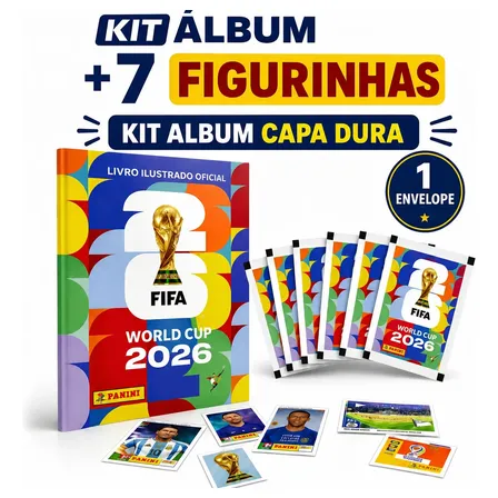 Album Capa Dura Copa Do Mundo 2026 Oficial + 7 Figurinhas