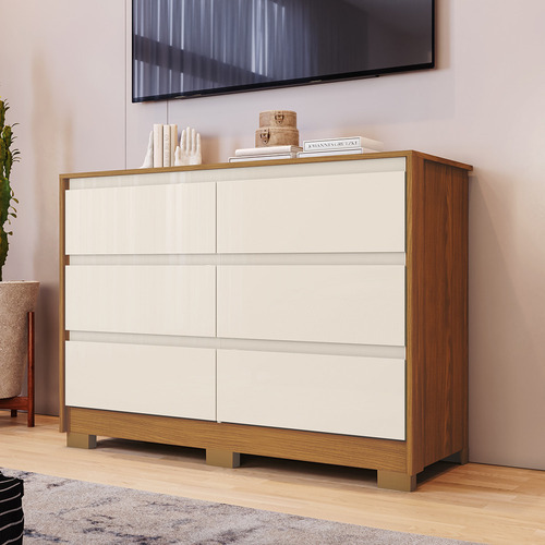 Cômoda 6 Gavetas Layla Casa 812 Cor Nature Com Off White Cômoda 6 Gavetas Layla Casa 812 Cor Nature Com Off White