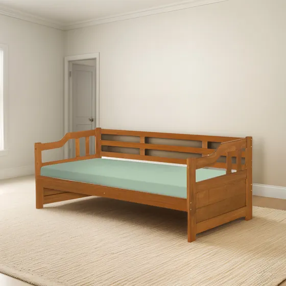 Sofá Cama De Madeira Maciça Rustica Castanho 