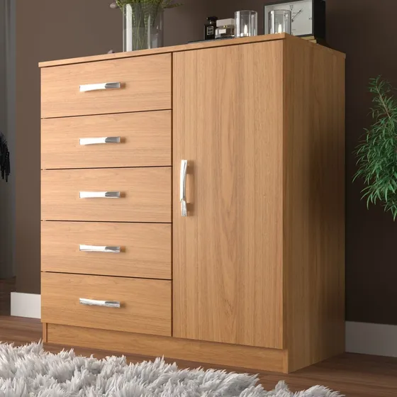 Cômoda Sapateira Evidência Zurique 1 Porta 5 Gavetas