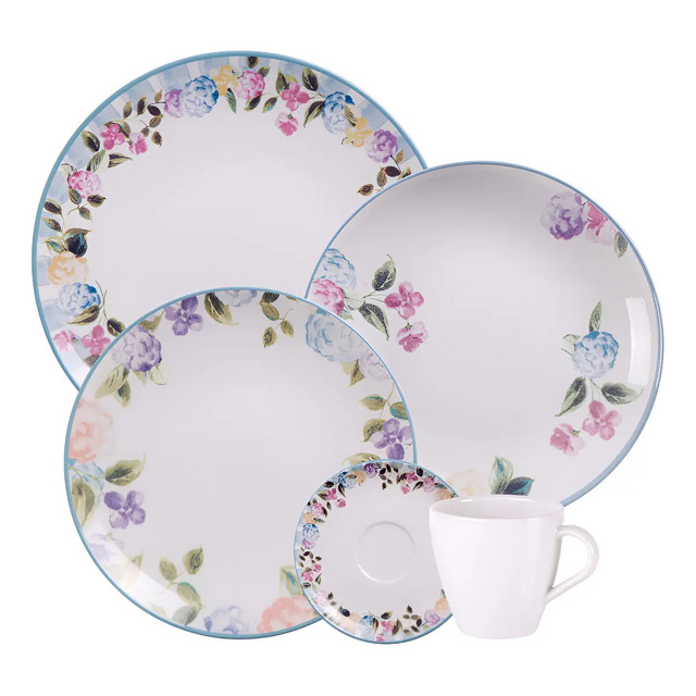 Aparelho De Jantar Tramontina Aura Porcelana 20 Peças Multicor Florido Aparelho De Jantar Tramontina Aura Porcelana 20 Peças Multicor Florido