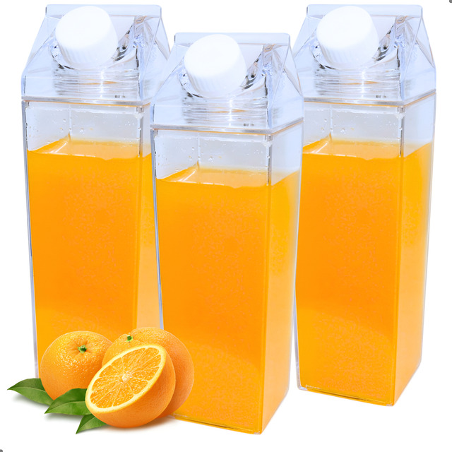 Kit 3 Garrafas Caixa Leite Suco Para Geladeira Acrílico 1 L Transparente Kit 3 Garrafas Caixa Leite Suco Para Geladeira Acrílico 1 L Transparente
