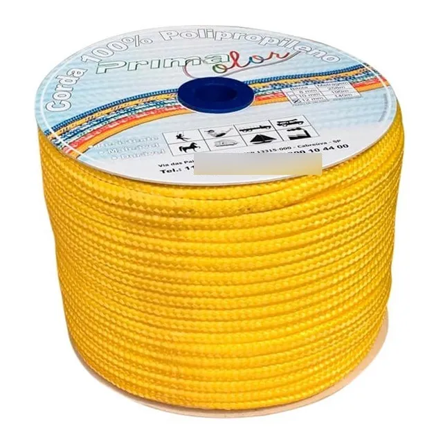 Corda De Polipropileno Amarela 8mm - 50 Metros