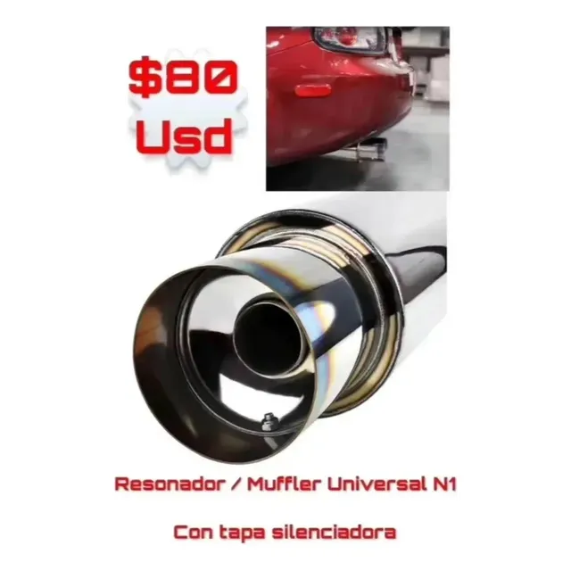Resonador Muffler Universal Tipo N1 Punta Quemada Tuning Jdm