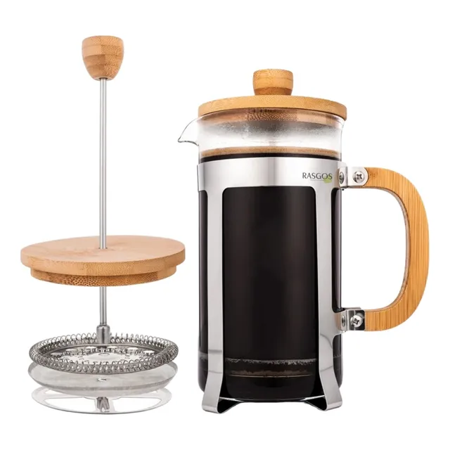 Cafetera Prensa Francesa 350ml Madera Bambú French Press