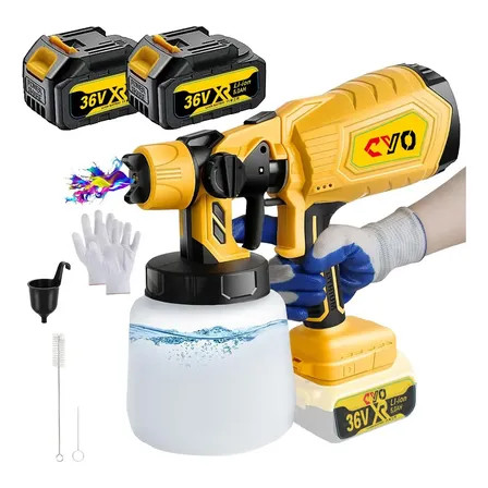 Pistola De Pintura Eléctrica Inalámbrico Cyotman Para Pintar Con Dos Pilas Recargables Para Coches Muebles Paredes Interiores Techos Color Amarillo