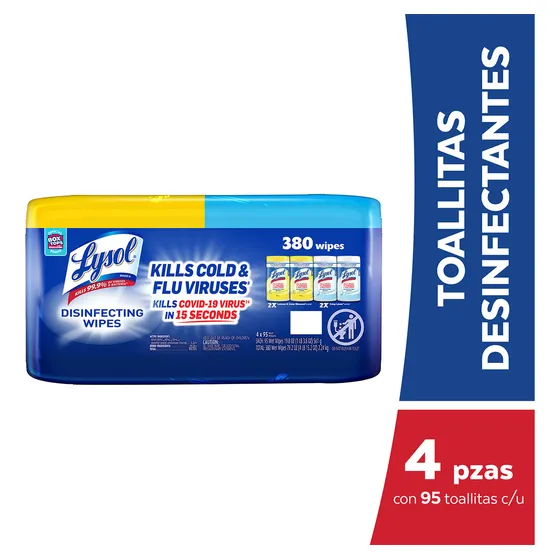 Lysol® Toallitas Desinfectantes Con Aroma, 4pk De 95 Pz C/u