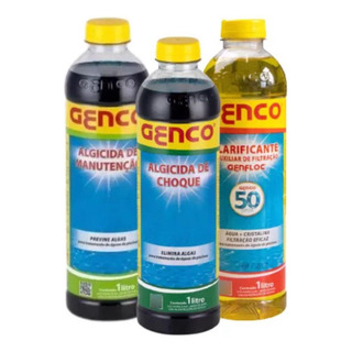 Kit Algicida Choque 1l E Manutenção + Clarificante 1l Genco Kit Algicida Choque 1l E Manutenção + Clarificante 1l Genco