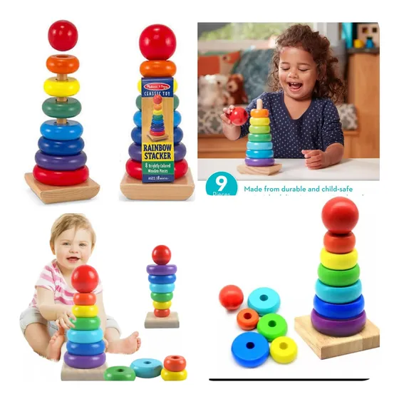Juego Didáctico De Madera Torre Aros Niños Bebe Educativo