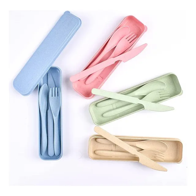 Set Cubiertos Plastico Bebe Estuche Viaje Tenedor Cuchara