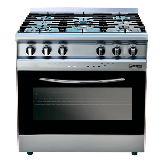 Cocina Acero Inoxidable 5 Hornallas 82 Cm. De Ancho Morelli