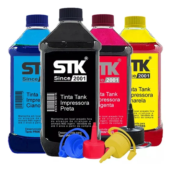Kit 4 Tinta Stk Refil Compatível Epson Ecotank L120 L121 1l
