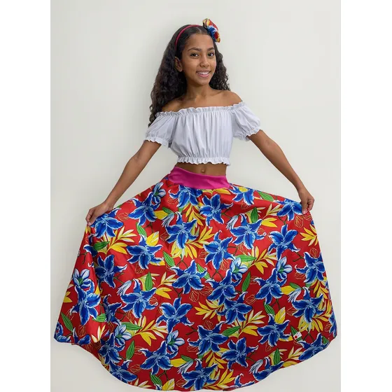 Conjunto De Carimbó Festa Junina Infantil Rodada Com Arco
