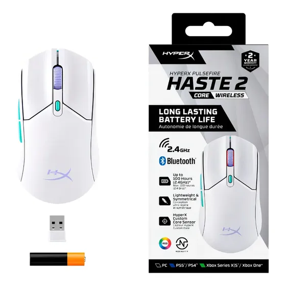 Hyperx Mouse Pulsefire Haste 2 Core Wireless - Bluetooth Blanco