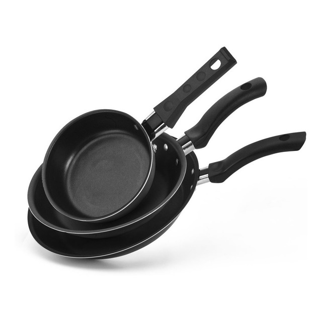 Conjunto De Frigideiras Antiaderente 3 Peças Nacional Cor Preto Conjunto De Frigideiras Antiaderente 3 Peças Nacional Cor Preto