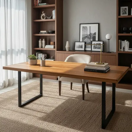 Mesa De Jantar Industrial Tampo Madeira Maciça 200x80x78cm Tampo De Teca