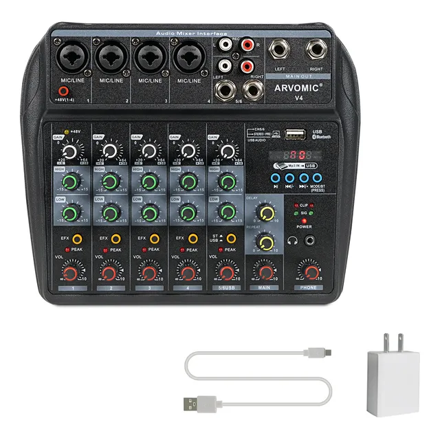  Mezclador De Audio De 6 Canales Con Usb Y Bluetooth (v4)